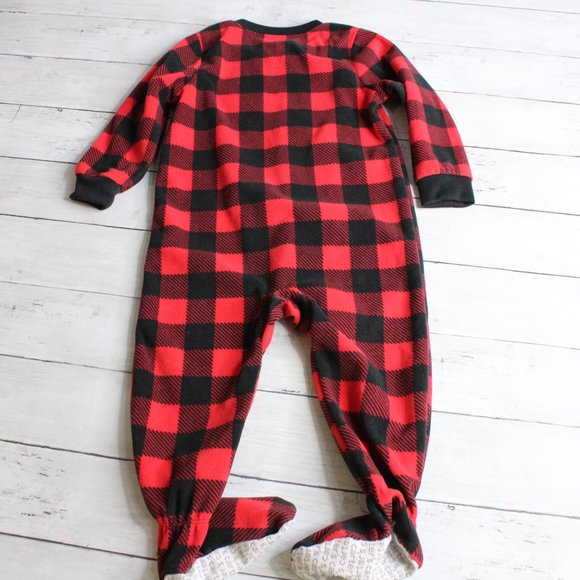 Carter's Boy's Pajama Sleeper Size 24 Months Santa Christmas Red Plaid - Picture 5 of 5
